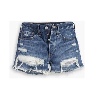 Levi’s 501 Original High Rise Button Fly Denim Jean Shorts in Dark Indigo Sz 33
